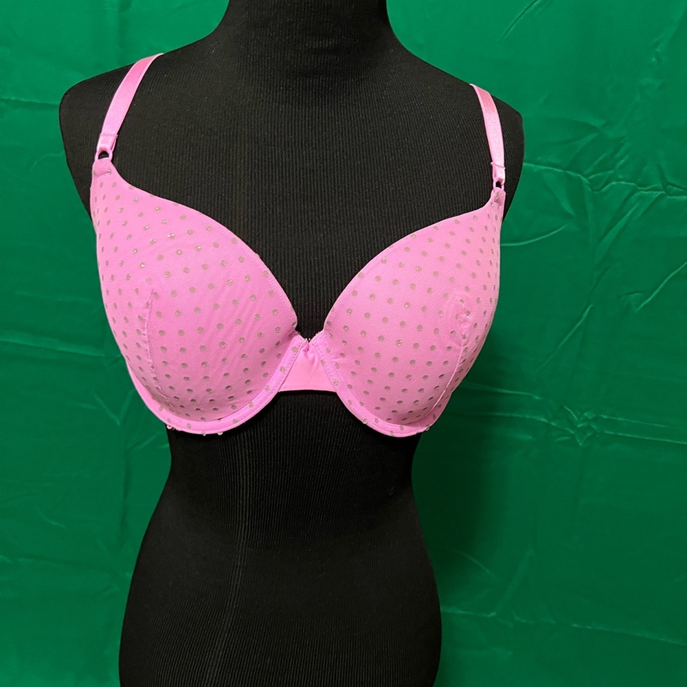Beautiful & Sexy Victoria’s Secret Bra, Size 36D, Pink w/Silver Glittery Designs
